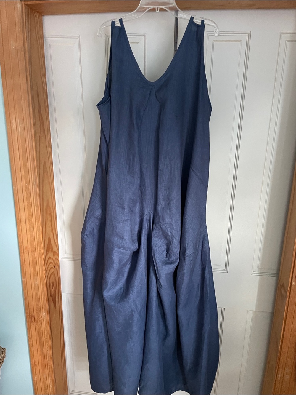 Sleeveless Linen Maxi Dress in Navy Blue Size 1X-3X - Picture 6 of 8